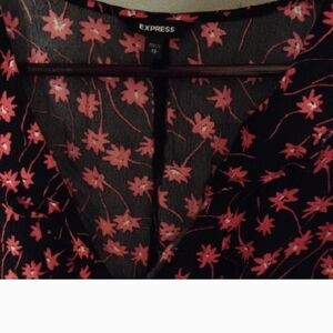 Express Black and Pink Floral Blouse
